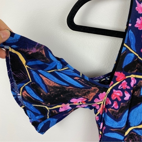 Anthropologie Maeve Elia Cold Shoulder Floral Knee High Dress Size 00 - Picture 6 of 13